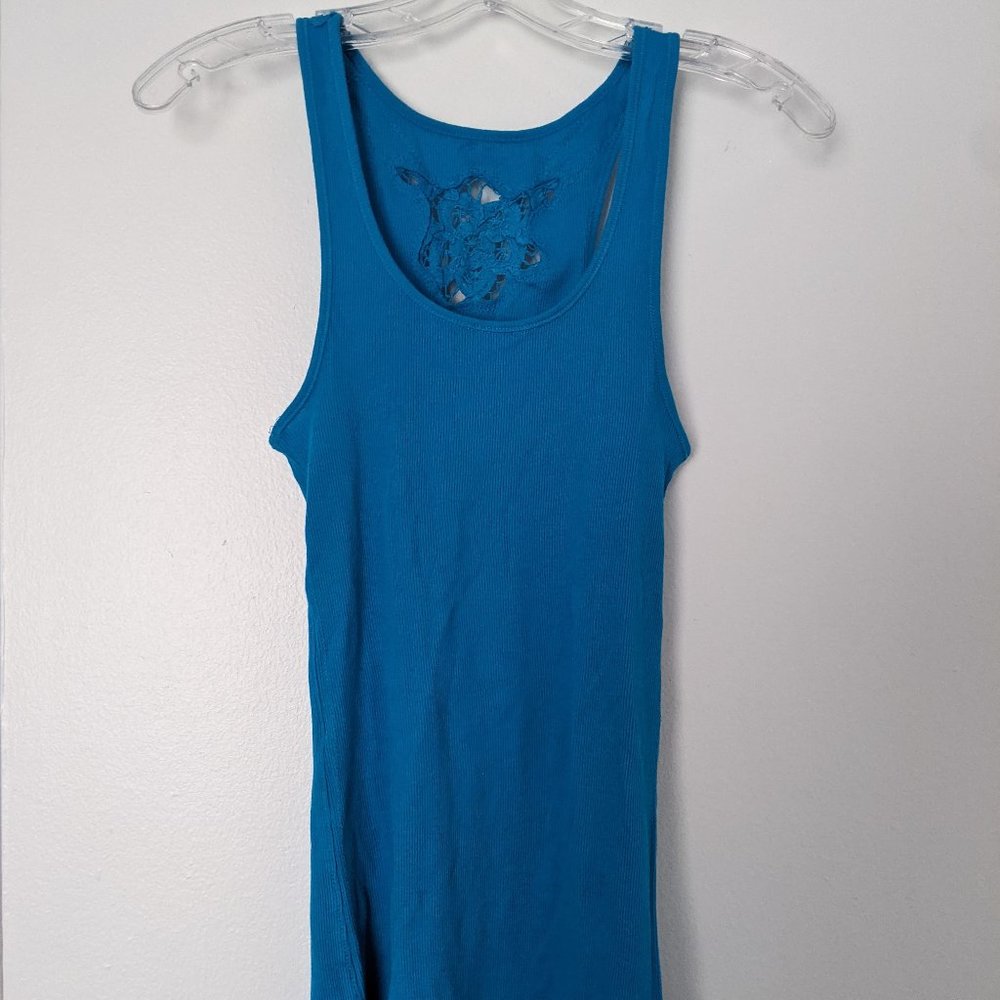 Turquoise Aerie Boy Tank with Lace Detail (Back)